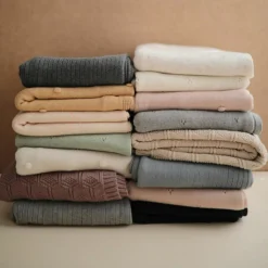 Enfant Mushie Couverture tricotée en coton bio Pointelle Gray melange (100 x 80 cm)