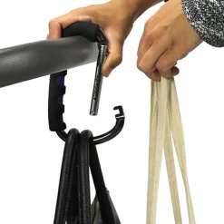 Crochet pour poussette universel noir Attache Poussette Pour Sac À Langer