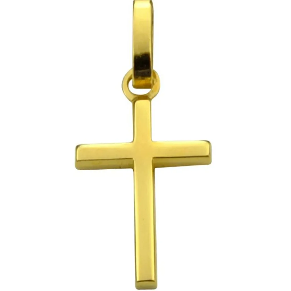 Outlet Croix carrée polie 14 x 10 mm (or jaune 750°) Croix