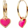 Discount Créoles Cœur Fushia 12 mm (or jaune 375°) Enfant Boucles D'Oreilles Enfant