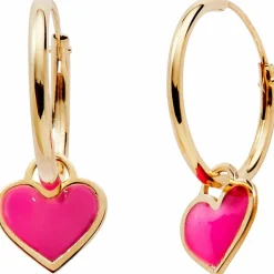 Discount Créoles Cœur Fushia 12 mm (or jaune 375°) Enfant Boucles D'Oreilles Enfant
