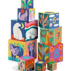 Djeco Cube à empiler Animaux sauvages