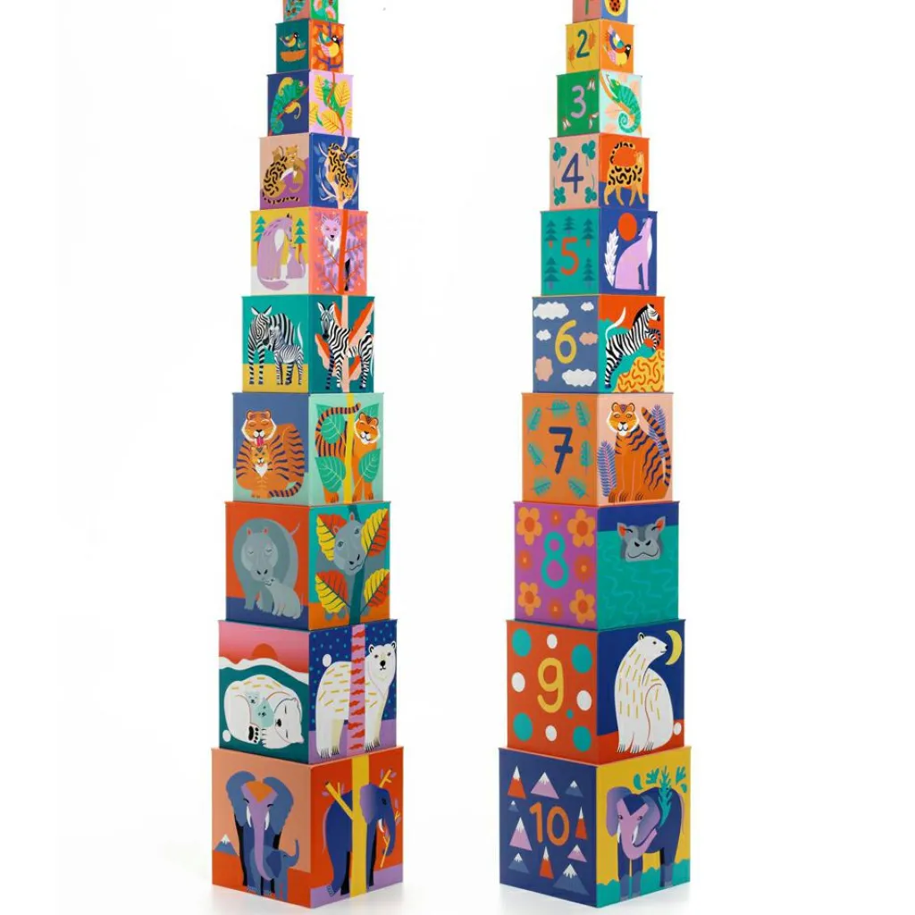 Djeco Cube à empiler Animaux sauvages
