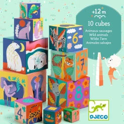 Djeco Cube à empiler Animaux sauvages