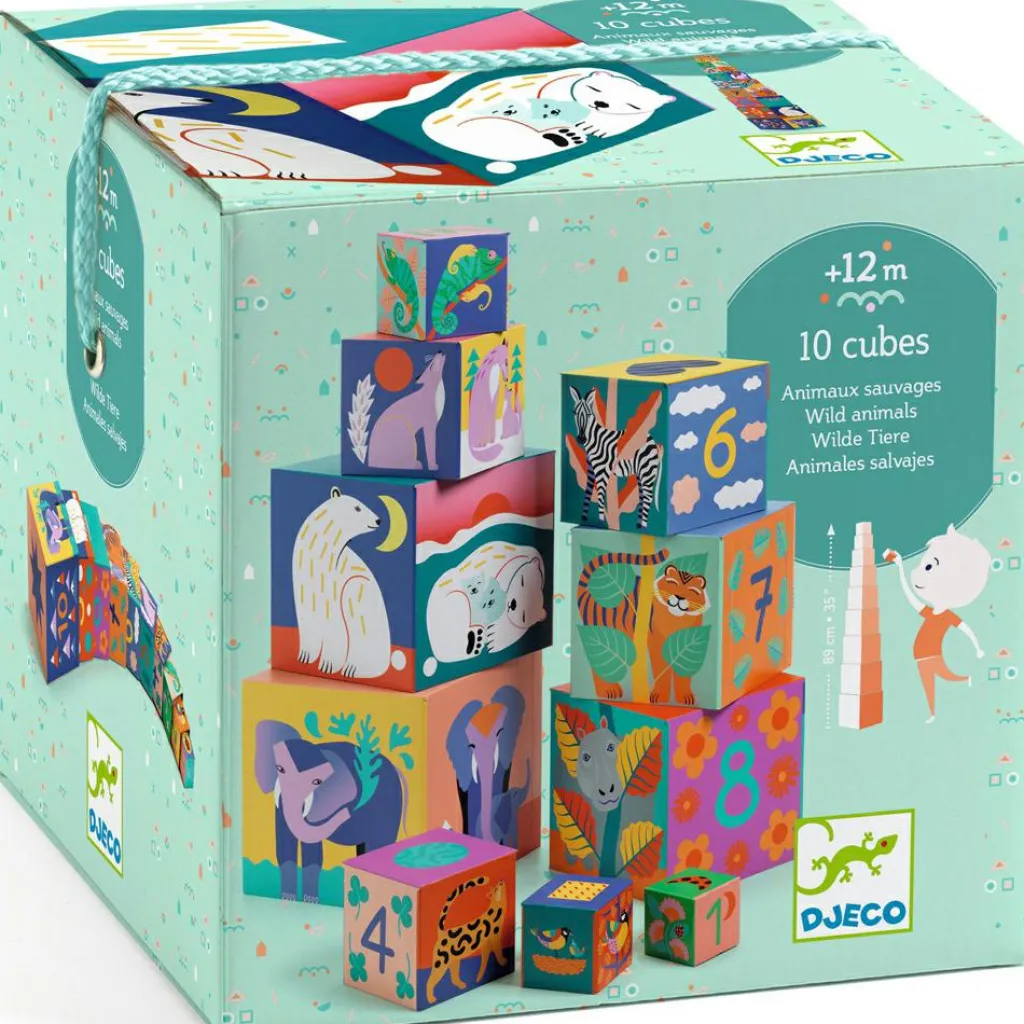Djeco Cube à empiler Animaux sauvages