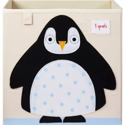 3 sprouts Cube de rangement en tissu Pingouin