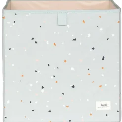 3 sprouts Cube de rangement en tissu recyclé Terrazzo vert