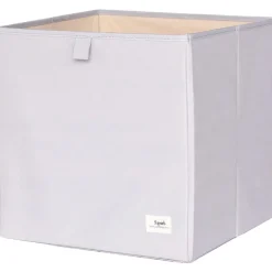 3 sprouts Cube de rangement en tissu recyclé Uni gris clair