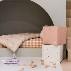 Cube de rangement en tissu recyclé Terrazzo crème Cube De Rangement