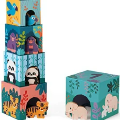 Hot Cubes à empiler avec figurines Animaux WWF (5 cubes) Jouet À Empiler