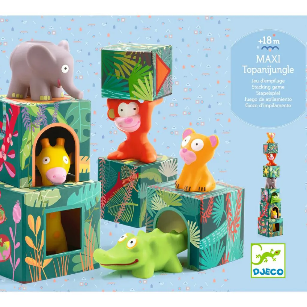 Djeco Cubes à empiler Maxi Topani jungle