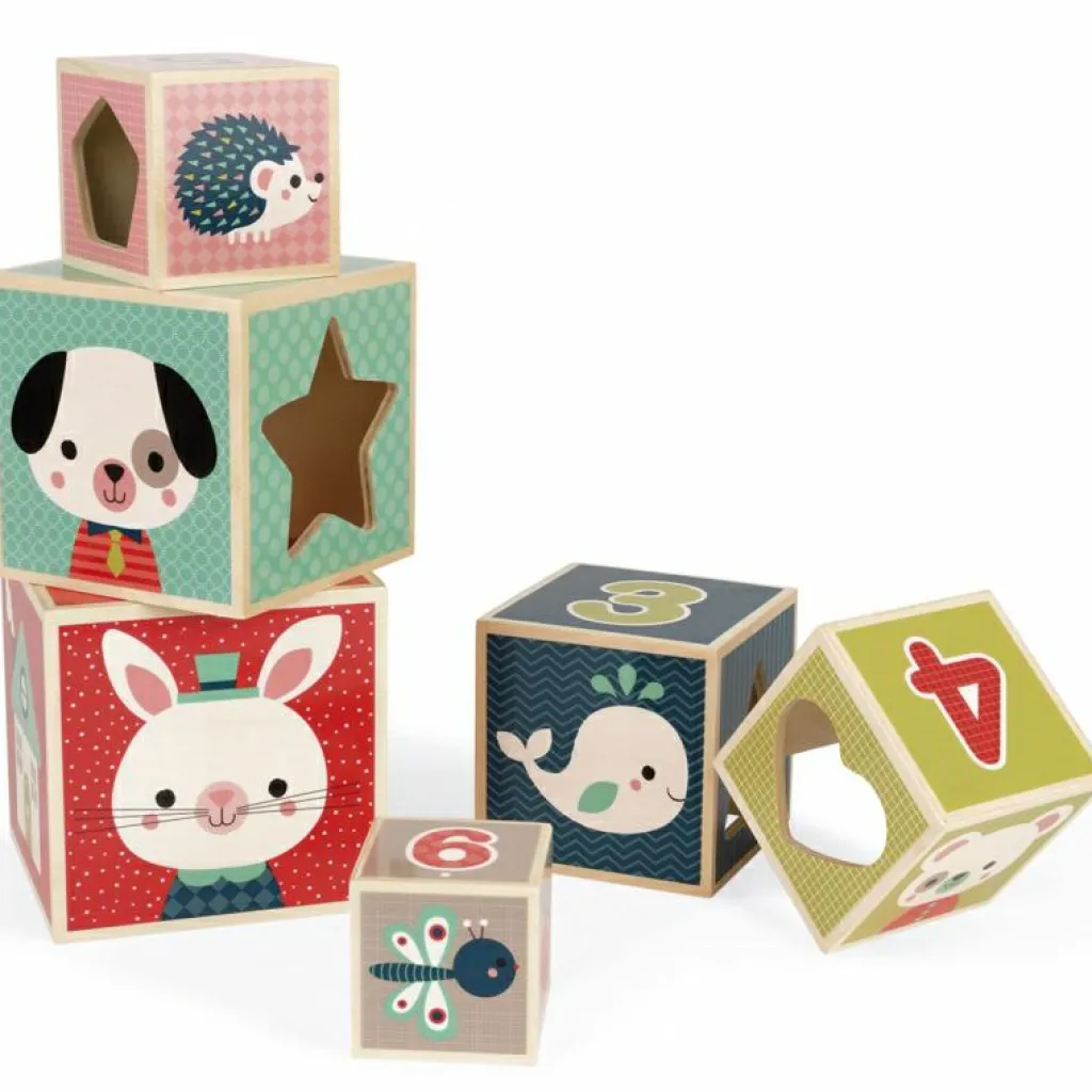 Clearance Cubes empilables baby forest (6 cubes) Jouet À Empiler