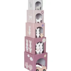 Clearance Cubes empilables en bois lapin (5 cubes) Jouet À Empiler