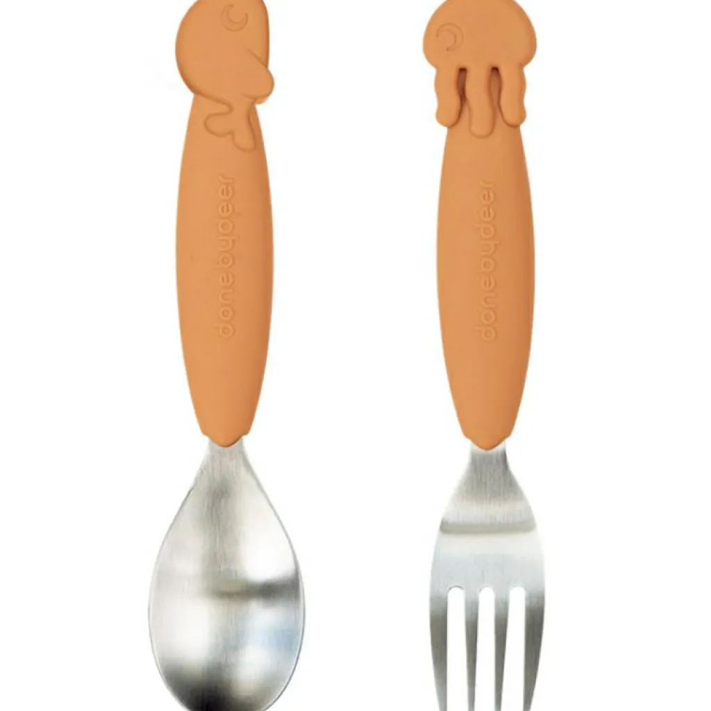 Sale Cuillère et fourchette Sea friends jaunes Yummy+ Couverts