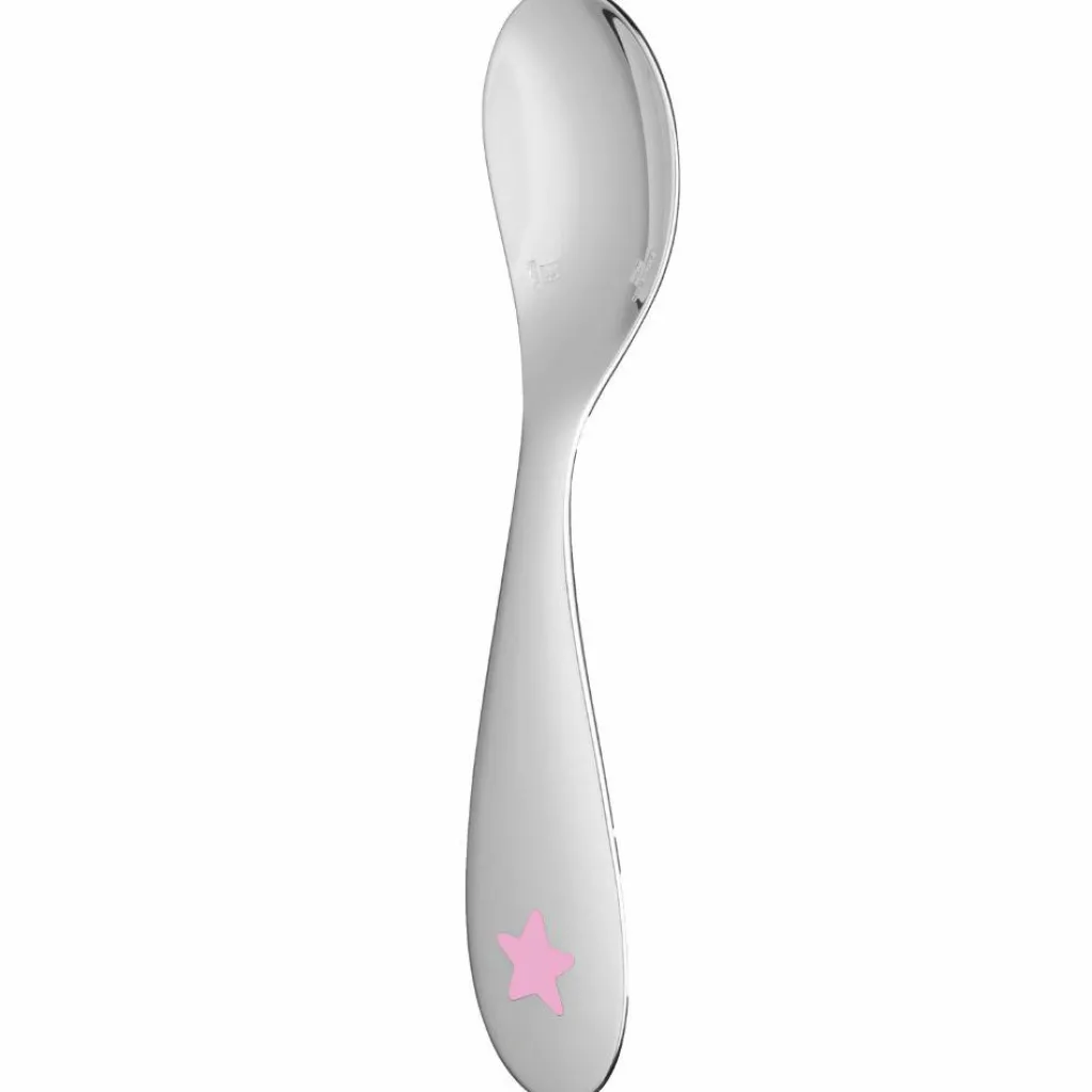 Christofle Cuillère naissance Baby spoon rose en métal argenté