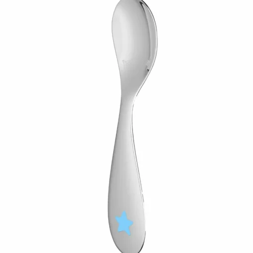 Hot Cuillère naissance Baby spoon bleue en métal argenté Couverts