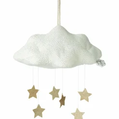 Online Décoration Nuage velours côtelé blanc avec étoiles à suspendre Déco À Suspendre