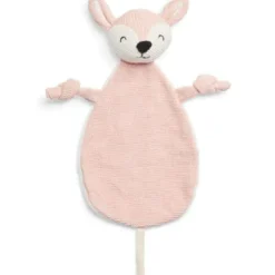 Doudou attache sucette biche en tricot rose pâle Doudou Attache Sucette