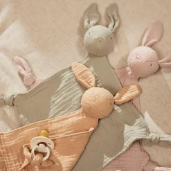 Best Doudou attache sucette Bunny Ears Olive Green Doudou Attache Sucette