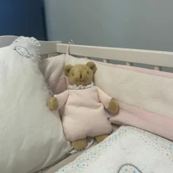 Hot Doudou avec hochet Ours Rose poudré Hochet