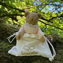 Hot Doudou avec hochet Ours Rose poudré Hochet