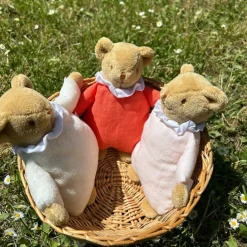 Hot Doudou avec hochet Ours Rose poudré Hochet