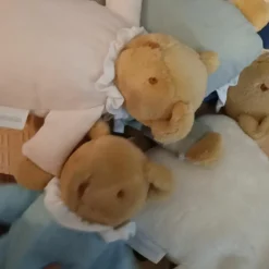 Hot Doudou avec hochet Ours Rose poudré Hochet