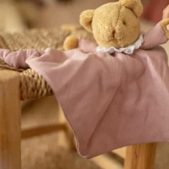 Trousselier Doudou plat avec hochet Ours Vieux Rose