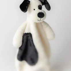 Jellycat Doudou plat Bashful Chien noir et crème (20 cm)