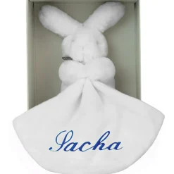 ANVIE Doudou plat lapin bleu (personnalisable)