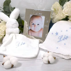 ANVIE Doudou plat lapin bleu (personnalisable)