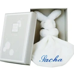 ANVIE Doudou plat lapin bleu (personnalisable)