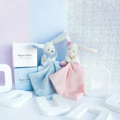 Doudou et Compagnie Doudou plat lapin rose J'aime mon doudou