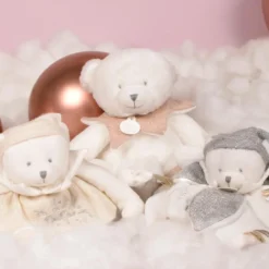 Sale Doudou plat pétales Ours Argent (25 cm) Doudou Plat