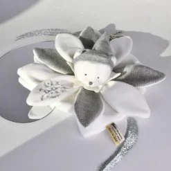 Sale Doudou plat pétales Ours Argent (25 cm) Doudou Plat