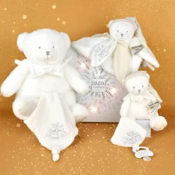 Doudou et Compagnie Doudou plat pétales Ours Blanc (25 cm)