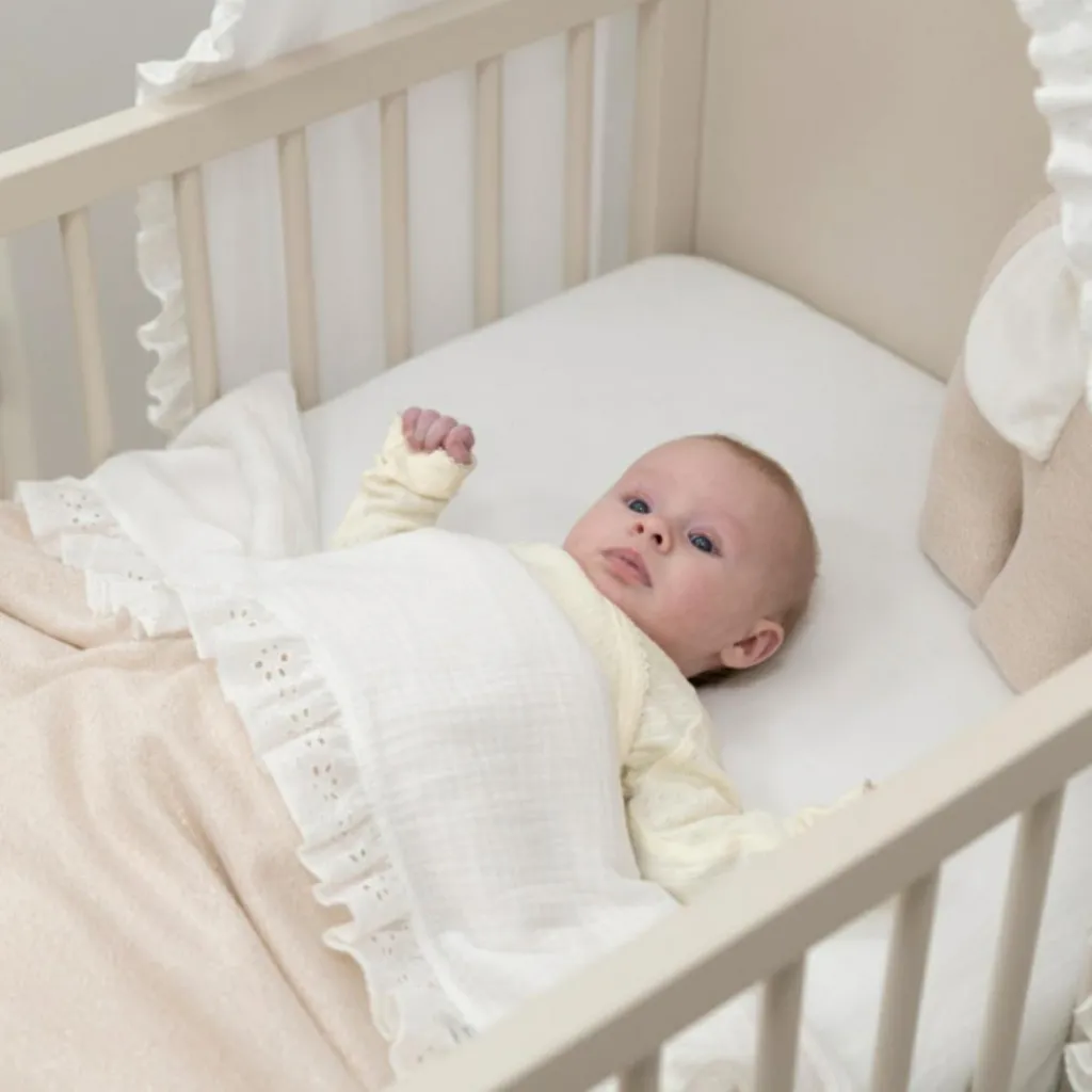 Sale Drap de berceau avec volant Calm blanc (80 x 100 cm) Linge De Berceau