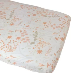 Drap housse en coton bio Yukari Peach (70 x 140 cm) Drap Housse Bébé