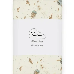 Cam Cam Copenhagen Drap housse en coton Sea garden (60 x 120 cm)