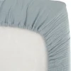 Domiva Drap housse en gaze de coton bleu vintage (60 x 120 cm)