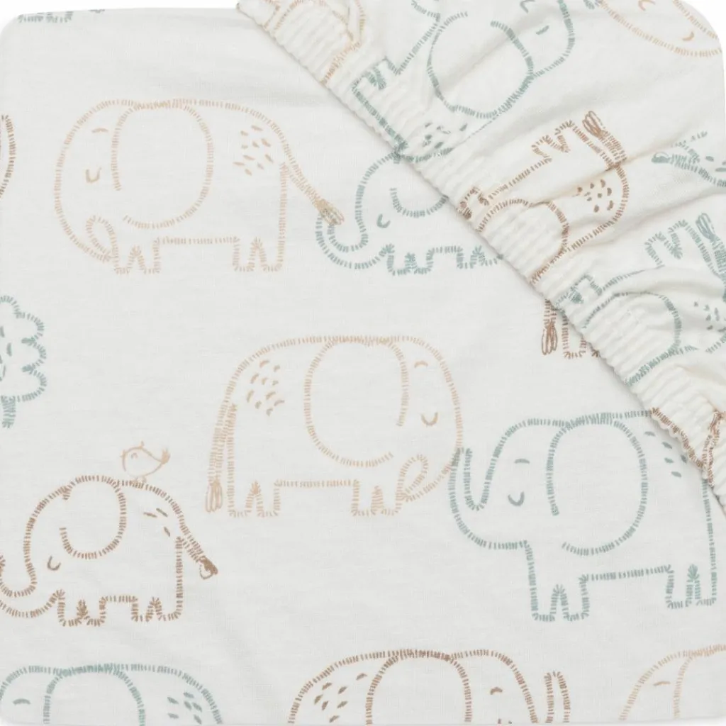 Drap housse en jersey Elephant Tales (40 x 80 cm) Linge De Berceau