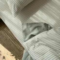 Clearance Drap housse percale de coton Rayé Tilleul (70 x 140 cm) Drap Housse Bébé