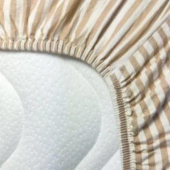 Hot Drap housse percale de coton Rayé Ambre (70 x 140 cm) Drap Housse Bébé