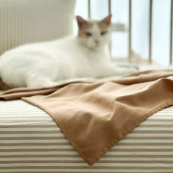 Hot Drap housse percale de coton Rayé Ambre (70 x 140 cm) Drap Housse Bébé