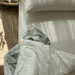 Kadolis Drap housse percale de coton Rayé Tilleul (60 x 120 cm)