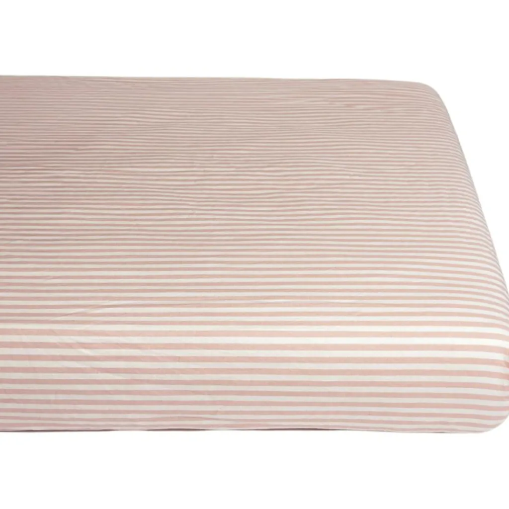 Sale Drap housse percale de coton Rayé Peach (60 x 120 cm) Drap Housse Bébé