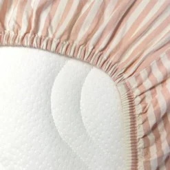 Sale Drap housse percale de coton Rayé Peach (60 x 120 cm) Drap Housse Bébé