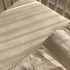 Sale Drap housse percale de coton Rayé Peach (60 x 120 cm) Drap Housse Bébé