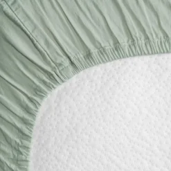 Kadolis Drap housse satin de coton bio Tilleul (60 x 120 cm)