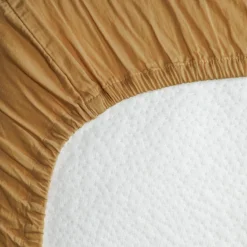 Kadolis Drap housse satin de coton bio Ambre (60 x 120 cm)